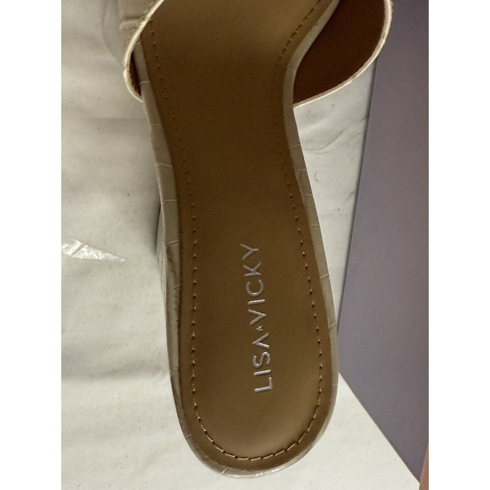 Lisa Vicky Adore-V Croco Wedge Sandals Womens 8.5 M Cream Corcodile Croco - Picture 5 of 16